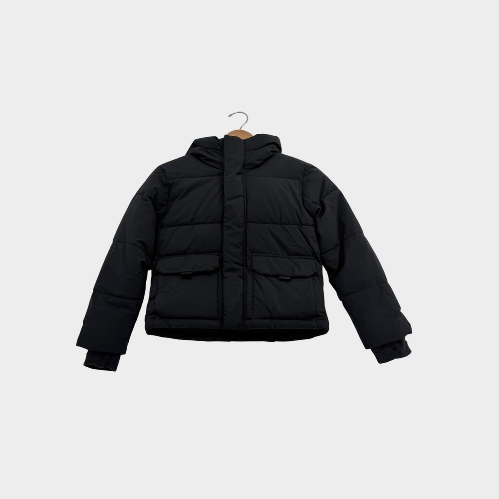 All In Motion Puffer Jacket Kids Size M 8 Black Water Wind Resistant Hooded